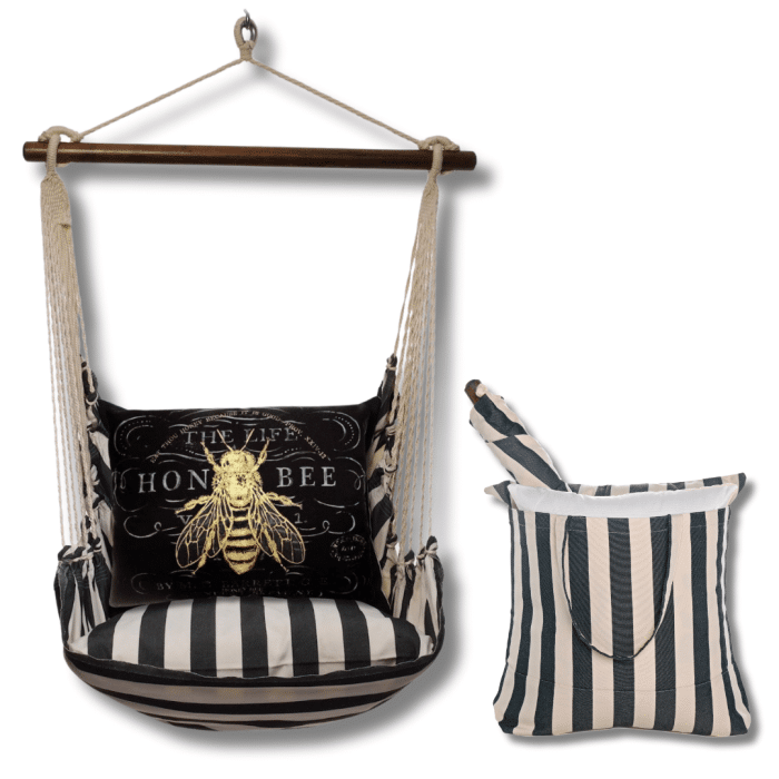 Swing Set 4 piece - True Black Stripe w/ Vintage Bee on Black <br>(Item # tbcb701-sp) - Image 2
