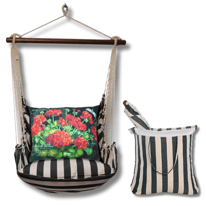Swing Set 4 piece - True Black Stripe w/ Geranium on Black <br>(Item # tbgerb-sp) - Image 2