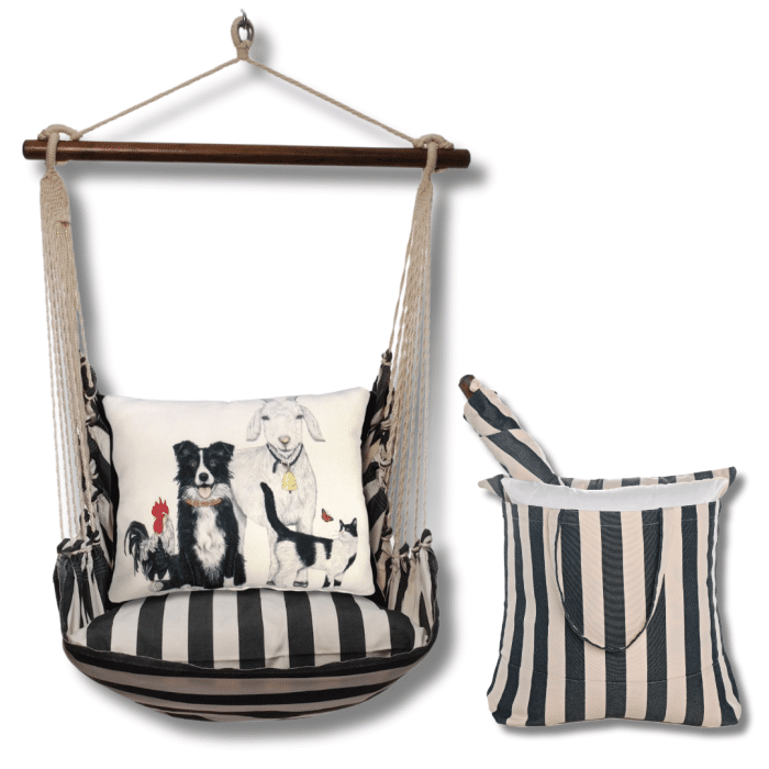 Swing Set 4 piece - True Black Stripe w/ Dog and Farm Animals <br>(Item # tbmlt301-sp) - Image 2