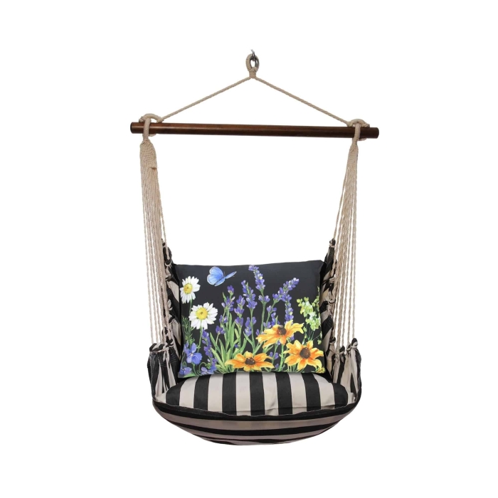 Swing Set 4 piece - True Black Stripe w/ Garden Meadow 1 <br>(Item # tbsr209-sp) - Image 3