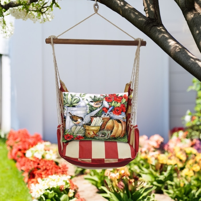 Swing Set 4 piece - Americana Stripe w/ Watering Can and Flower Pots <br>(Item # amsw468-sp)