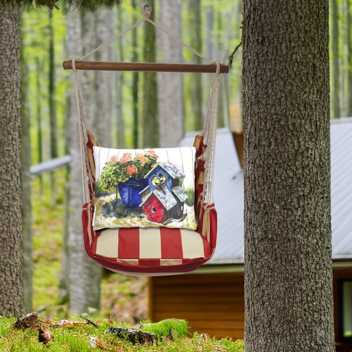 Swing Set 4 piece - Americana Stripe w/ Birdhouses & Flowers <br>(Item # amtc902-sp)