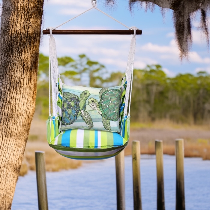 Swing Set 4 piece - Beach Boulevard Stripe w/ Sea Turtle Pair <br>(Item # bbrr461-sp)