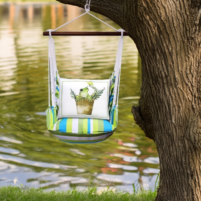 Swing Set 4 piece - Beach Boulevard Stripe w/ Frog in Pot <br>(Item # bbrr465-sp)