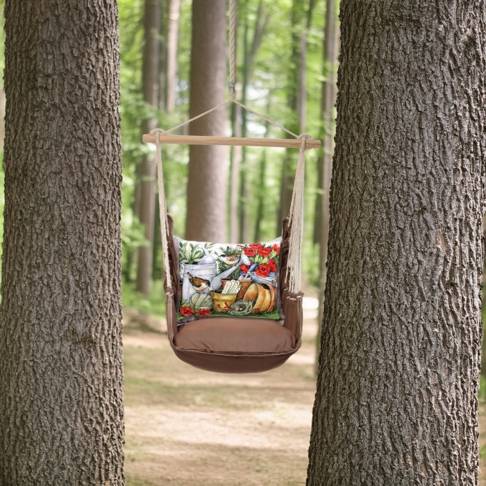Swing Set 4 piece - Chocolate Solid w/ Watering Can & Flower Pots <br>(Item # chsw468-sp)