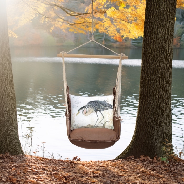 Swing Set 4 piece - Chocolate Solid w/ Heron on Limb <br>(Item # chsw903-sp)