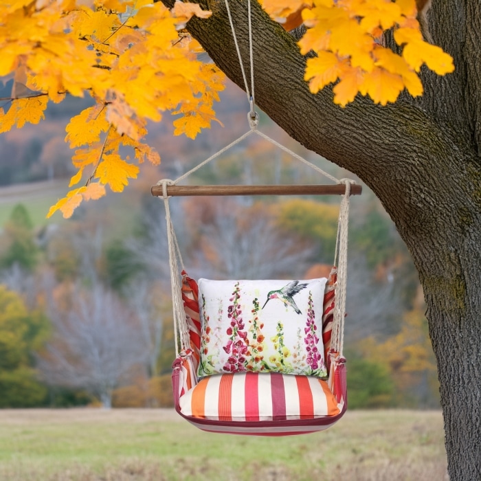 Swing Set 4 piece - Cristina Stripe w/ Foxgloves w/Hummingbird <br>(Item # crsw470-sp)
