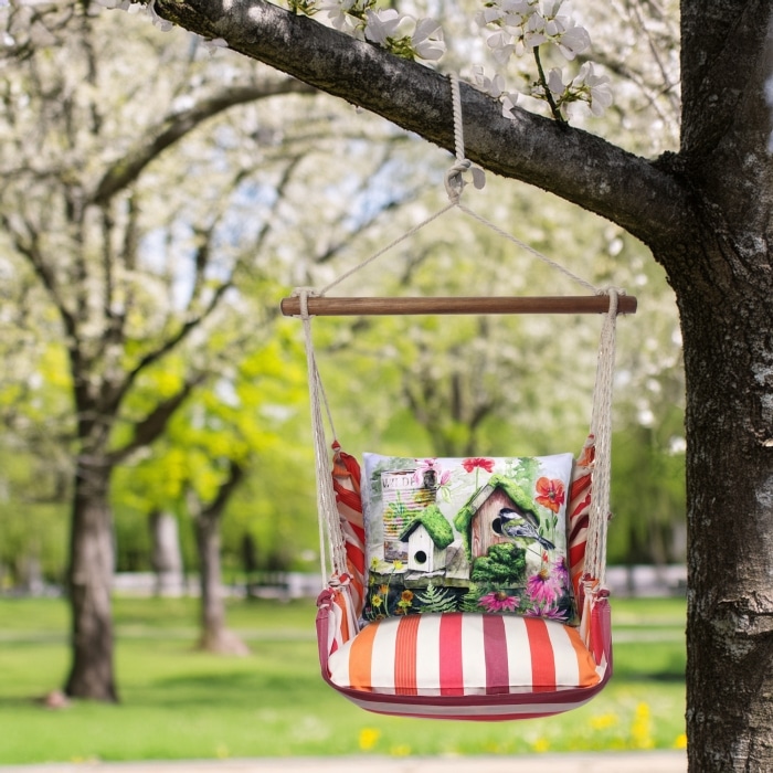 Swing Set 4 piece - Cristina Stripe w/ Garden Birdhouses <br>(Item # crtc461-sp)