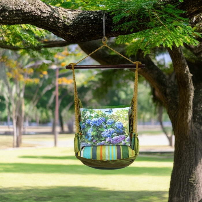Swing Set 4 piece - Citrus Stripe w/ Hydrangeas and Butterfly <br>(Item # cttc802-sp)