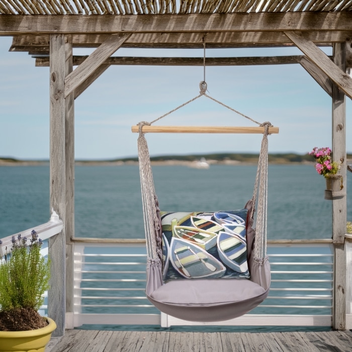 Swing Set 4 piece - Gray Solid w/ Boats <br>(Item # grsw403-sp)