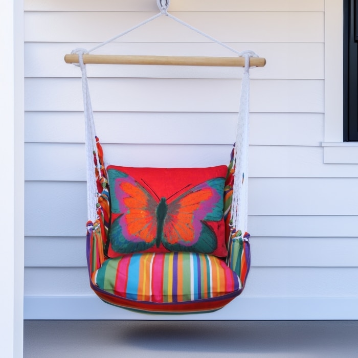 Swing Set 4 piece - Le Jardin Stripe w/ Brilliant Red Butterfly <br>(Item # ljbbr-sp)