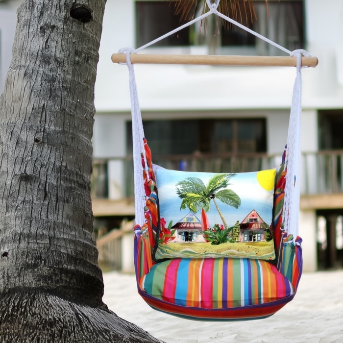 Swing Set 4 piece - Le Jardin Stripe w/ Surf Shack <br>(Item # ljlz302-sp)