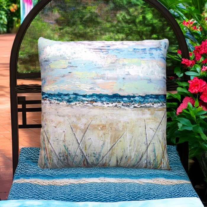 Outdoor Pillow Coastal Landscape 2 18x18 <br>(Item # ls202lcs)