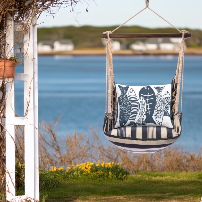 Swing Set 4 piece - Marina Stripe w/ Fish <br>(Item # Blue) <br>(Item # mafsb-sp)