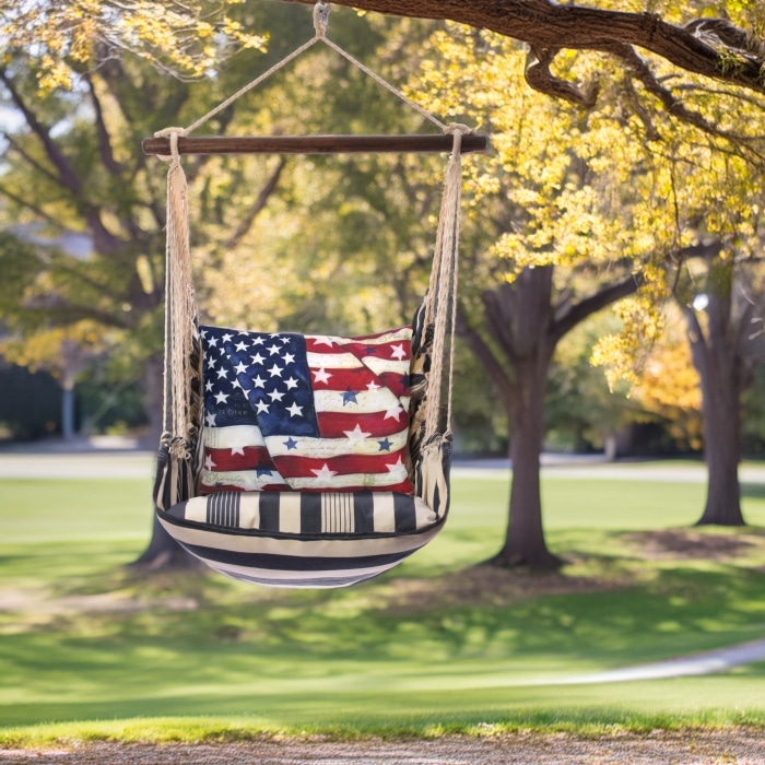 Swing Set 4 piece - Marina Stripe w/ American Flag with Stars <br>(Item # masw469-sp)