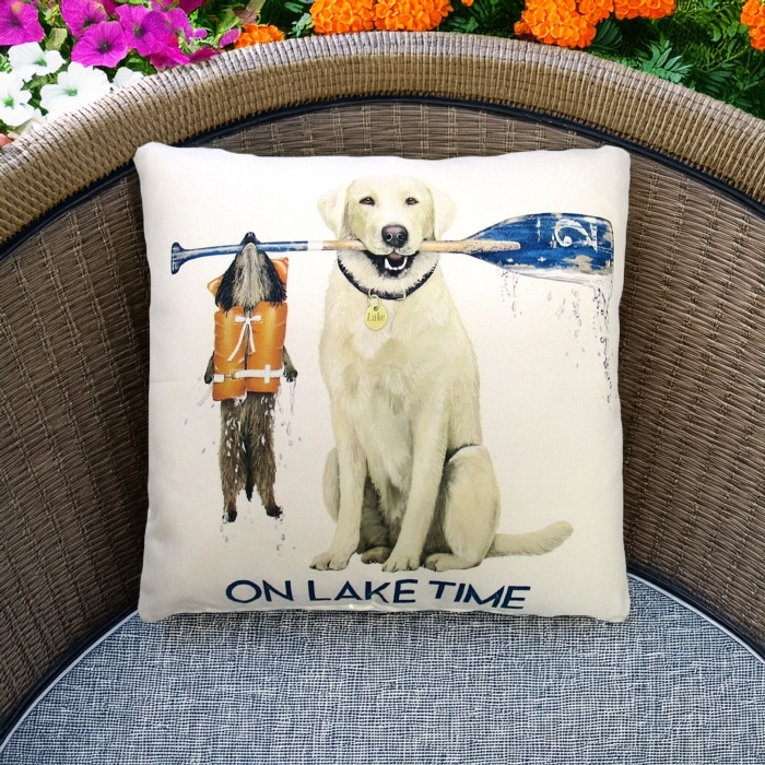Outdoor Pillow Lake Time 18x18 <br>(Item # mlt302lcs)