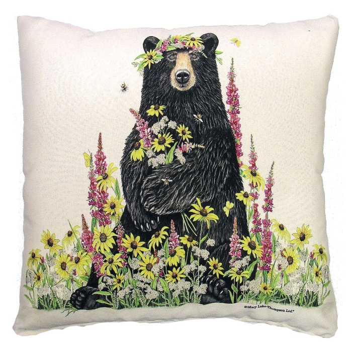 Outdoor Pillow Wildflower & Bear 18x18 <br>(Item # mlt461lcs) - Image 2