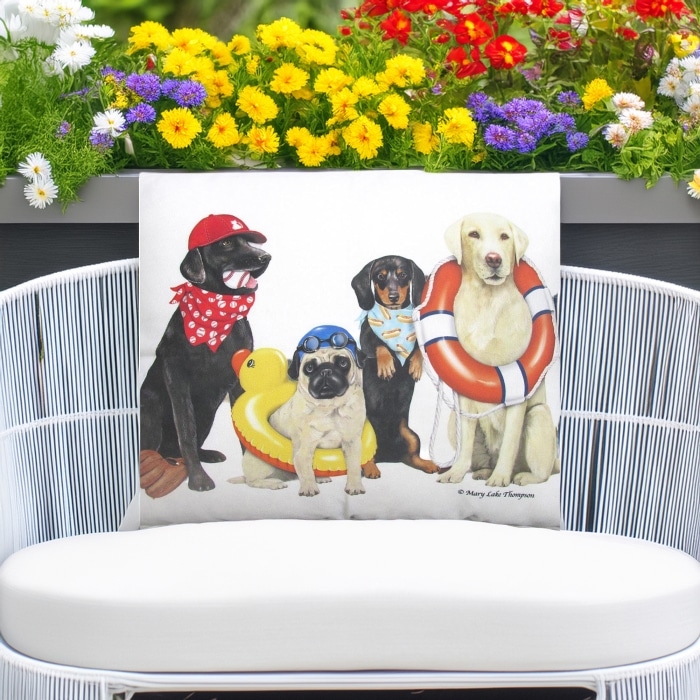 Outdoor Pillow Dogs of Summer 19x24 <br>(Item # mlt704hp)