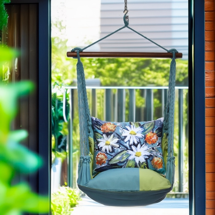 Swing Set 4 piece - Meadow Mist Stripe w/ Floral Impressions <br>(Item # mmls901-sp)