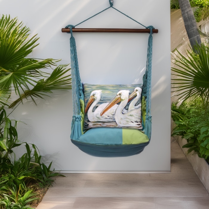 Swing Set 4 piece - Meadow Mist Stripe w/ 3 Pelicans Swimming <br>(Item # mmsw464-sp)