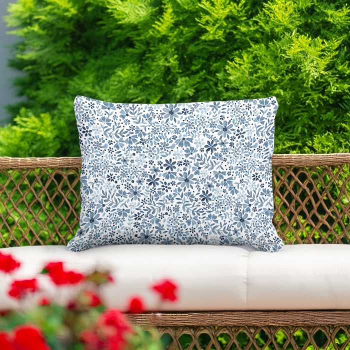 Outdoor Pillow Indigo Flourish 19x24 <br>(Item # pph-brd2512)