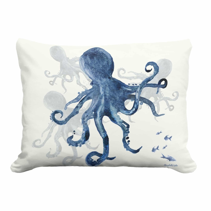Outdoor Pillow Indigo Octopus 19x24 <br>(Item # pph-eh2503) - Image 2