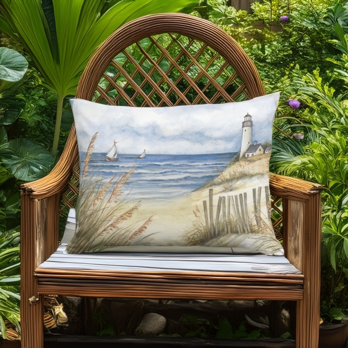 Outdoor Pillow Beach and Lighthouse 19x24 <br>(Item # pph-sw2511)