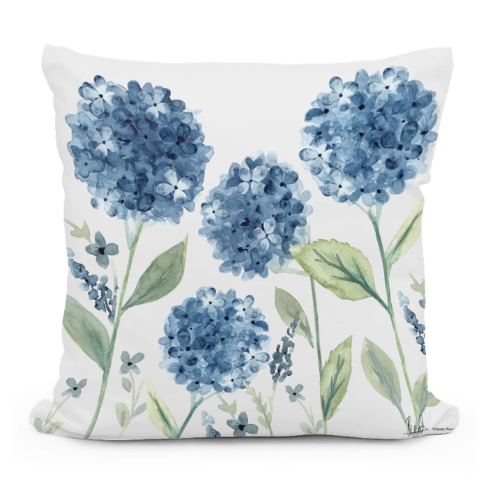 Outdoor Pillow Four Hydrangeas 18x18 <br>(Item # ppl-brd2501) - Image 2