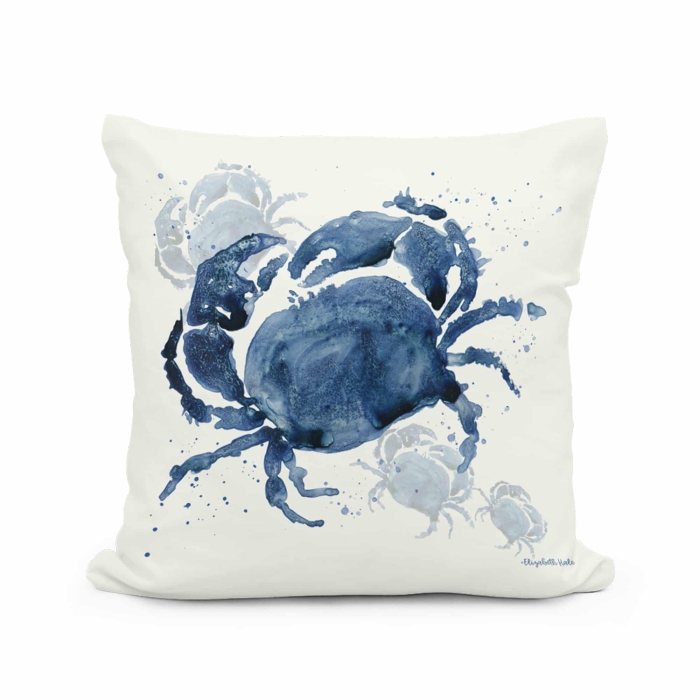 Outdoor Pillow Indigo Crab 18x18 <br>(Item # ppl-eh2502) - Image 2