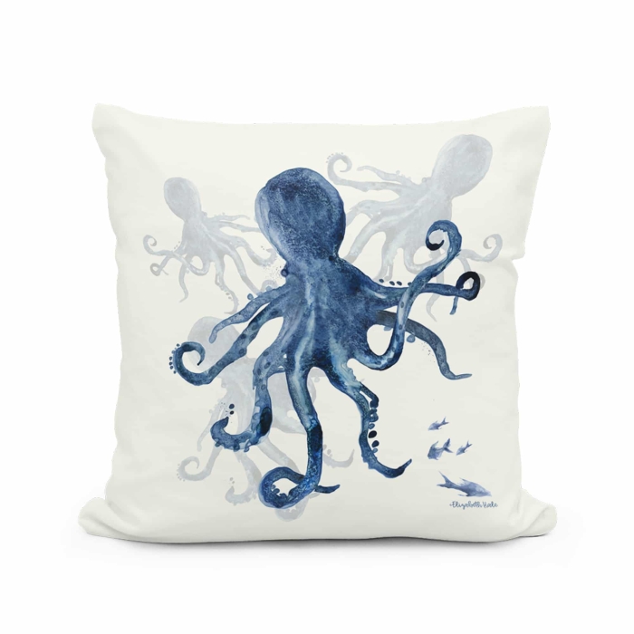 Outdoor Pillow Indigo Octopus 18x18 <br>(Item # ppl-eh2503) - Image 2
