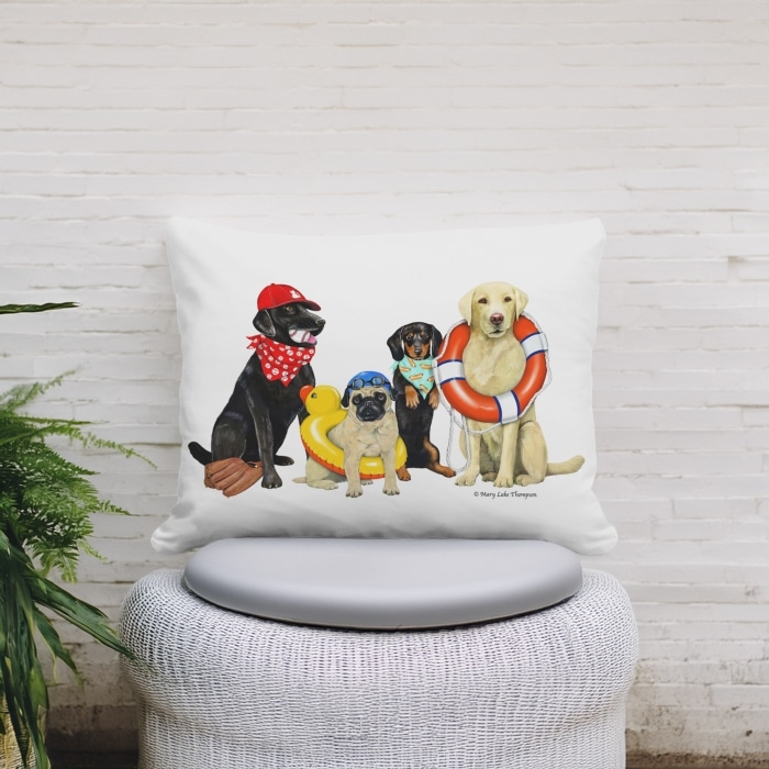 Outdoor Pillow Dogs of Summer 13x18 <br>(Item # ppw-mlt704)