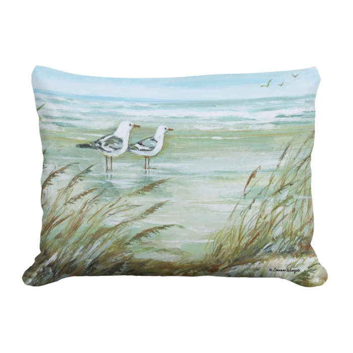 Outdoor Pillow Seagulls on Beach 13x18 <br>(Item # ppw-sw463) - Image 2