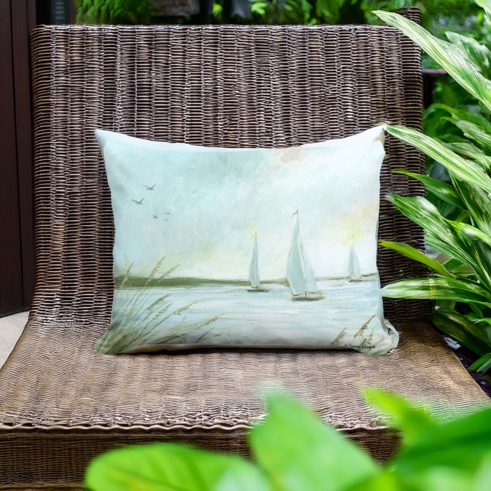 Outdoor Pillow Sailboats 13x18 <br>(Item # ppw-sw465)