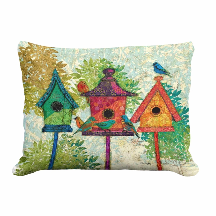 Outdoor Pillow 3 Birdhouses 13x18 <br>(Item # ppw-tc3b) - Image 2