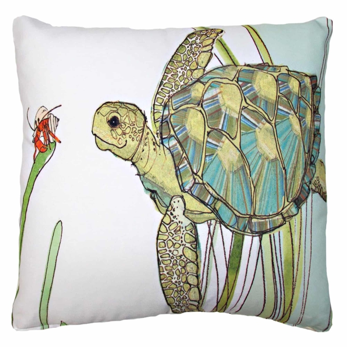Outdoor Pillow Sea Turtle 18x18 <br>(Item # rr502lcs) - Image 2