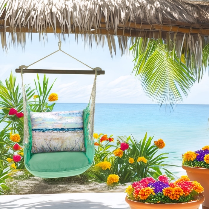 Swing Set 4 piece - Seafoam Green Solid w/ Coastal Landscape 2 <br>(Item # sfls202-sp)