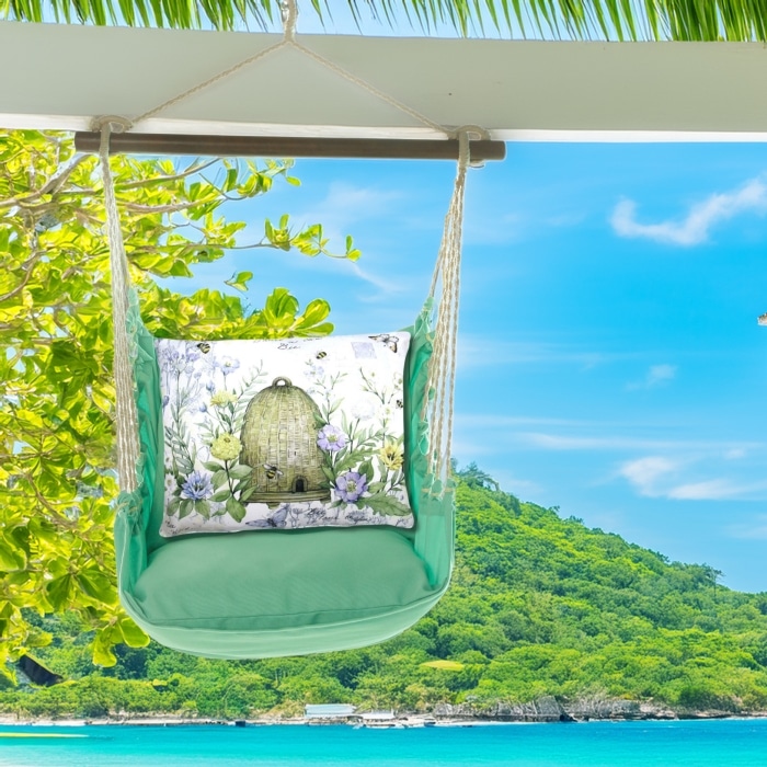 Swing Set 4 piece - Seafoam Green Solid w/ Bee Skep <br>(Item # sfsw308-sp)