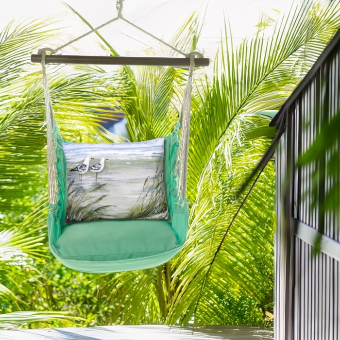 Swing Set 4 piece - Seafoam Green Solid w/ Seagulls <br>(Item # sfsw463-sp)
