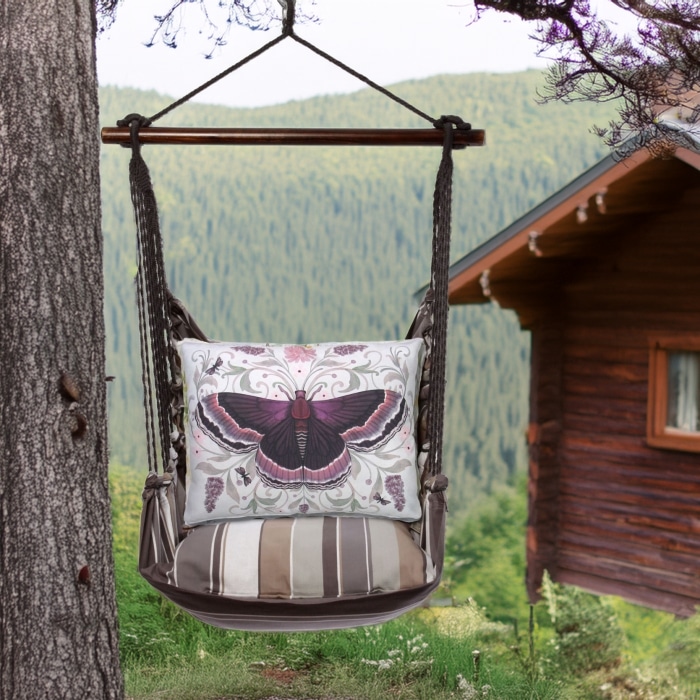 Swing Set 4 piece - Slate Gray Stripe w/ Mauve Butterfly <br>(Item # sgnt461-sp)