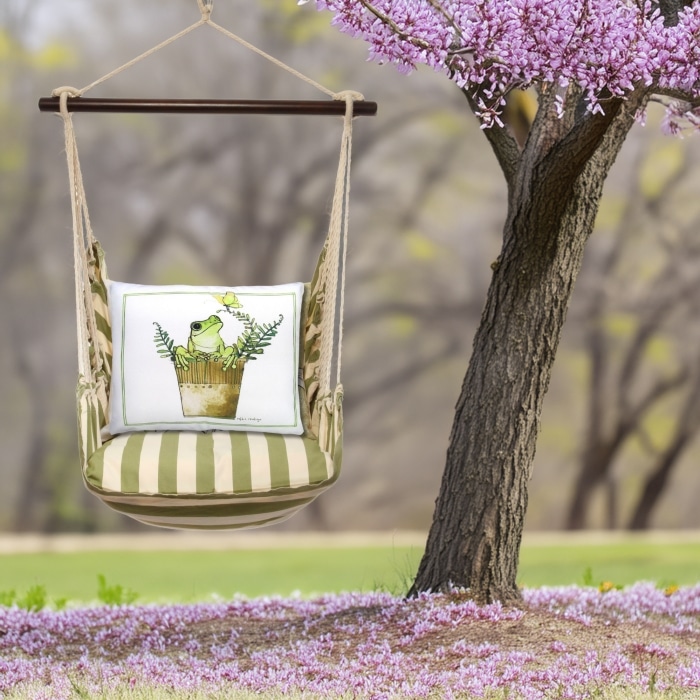 Swing Set 4 piece - Summer Palms Stripe w/ Frog in Pot <br>(Item # sprr465-sp)