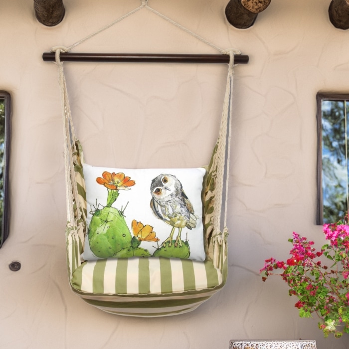 Swing Set 4 piece - Summer Palms Stripe w/ Owl on Prickly Cactus <br>(Item # sprr713-sp)