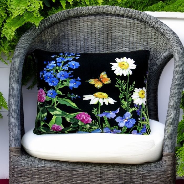 Outdoor Pillow Garden Meadow 2 <br>(Item # Black background) 19x24 <br>(Item # sr210hp)