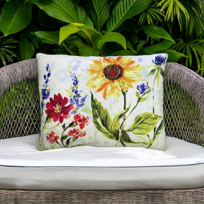 Outdoor Pillow Sunflower Field 19x24 <br>(Item # sw107hp)