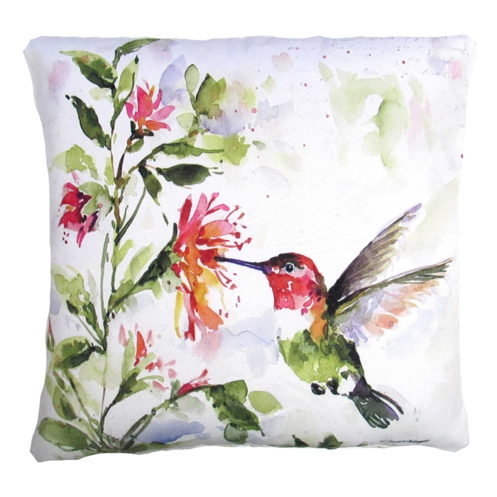 Outdoor Pillow Hummer w/Hanging Plant 2 18x18 <br>(Item # sw306lcs) - Image 2