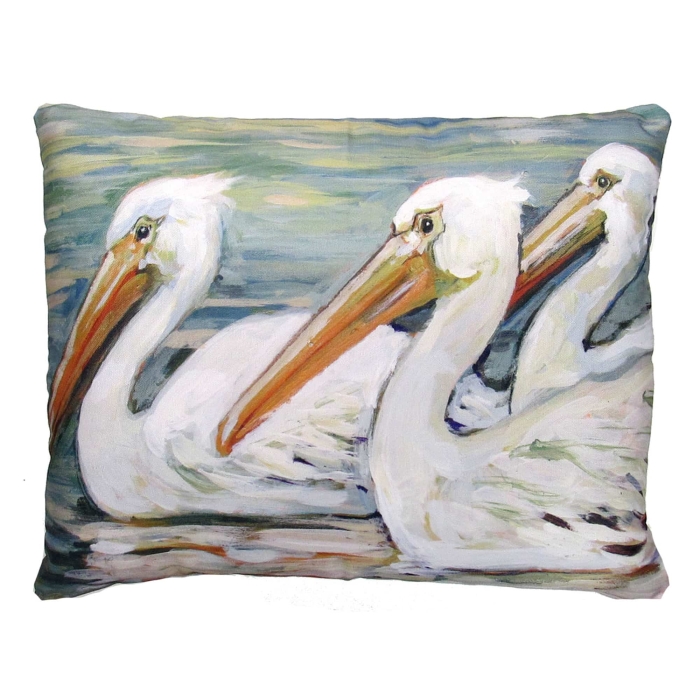 Outdoor Pillow 3 Pelicans Swimming 19x24 <br>(Item # sw464hp) - Image 2