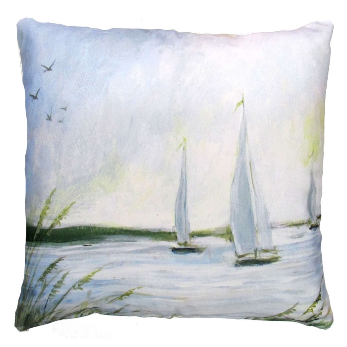 Outdoor Pillow Sailboats 18x18 <br>(Item # sw465lcs) - Image 2