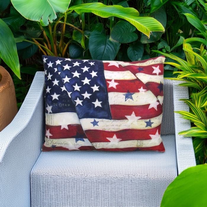 Outdoor Pillow American Flag with Stars 19x24 <br>(Item # sw469hp)