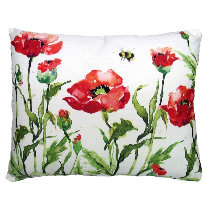 Outdoor Pillow Poppies and Bee 19x24 <br>(Item # sw471hp) - Image 2