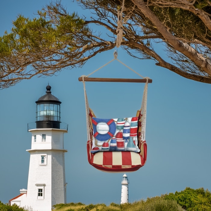 Swing Set 4 piece - Americana Stripe w/ Red and Blue Buoys <br>(Item # sws-am-sw2507)