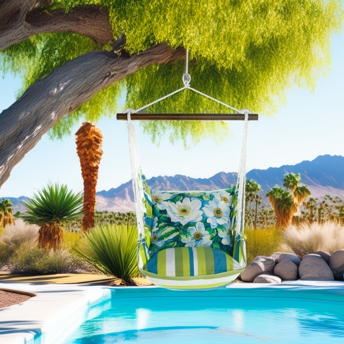 Swing Set 4 piece - Beach Boulevard Stripe w/ White Anemone Flowers <br>(Item # sws-bb-tc2501)